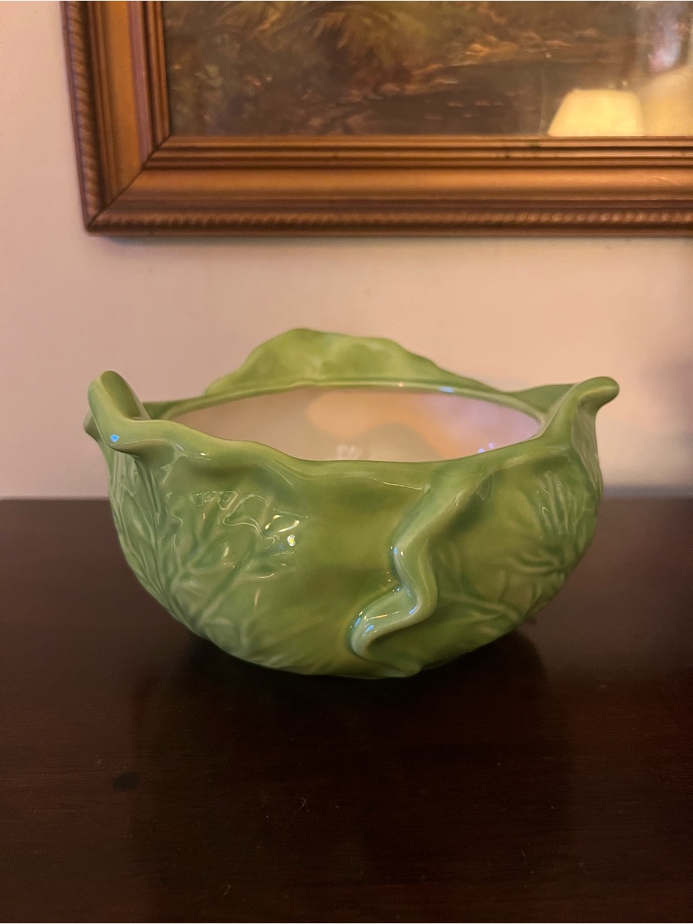 Glazed Green Cabbage Ceramic Bowl